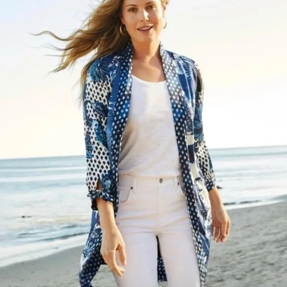 CHICO’S Reversible Floral Daydream Duster Kimono - Picture 1 of 3